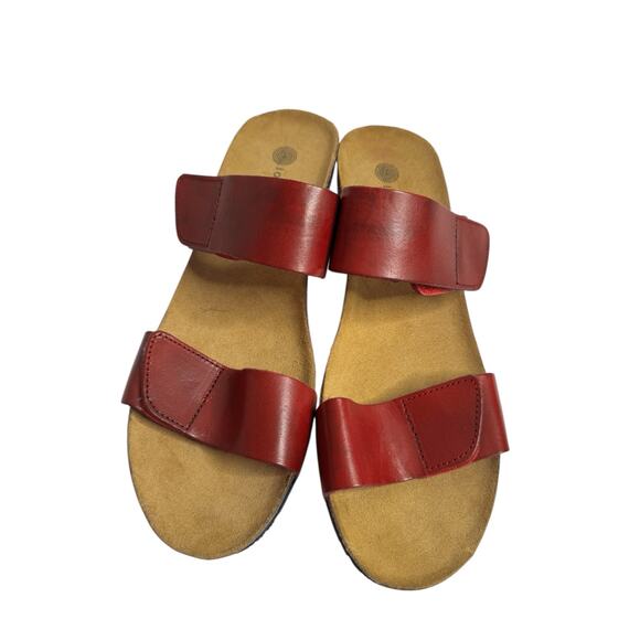 Lola Sabbia for Eric Michael Shoes - LOLA SABBIA Eric Michael Red Double Strap Cork Wedge Sandal Size 41 10-11 Womens